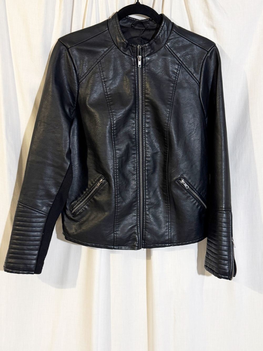 Torrid Faux Leather Collarless Moto Jacket Black Size 00 / 10